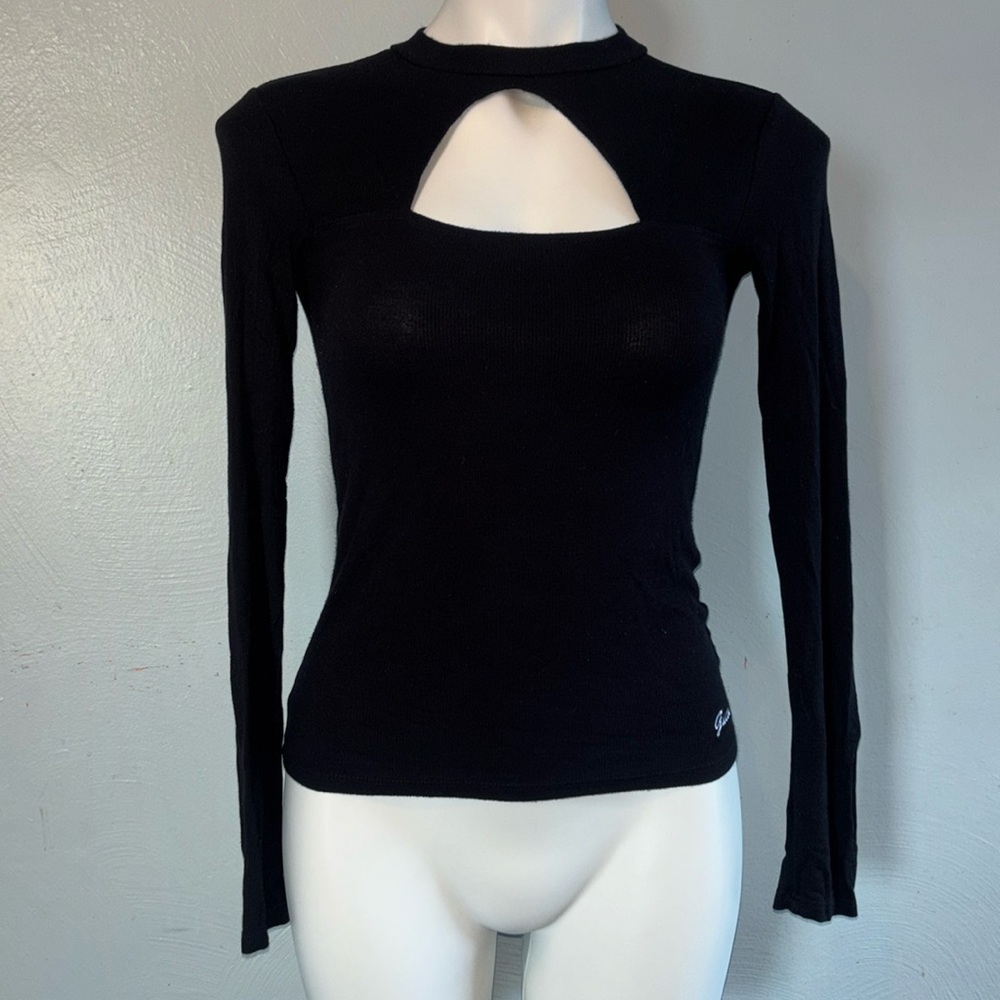 Black Guess long sleeve top with chest cut out